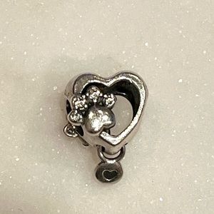 Pandora Sparkling Paw Print and Heart charm